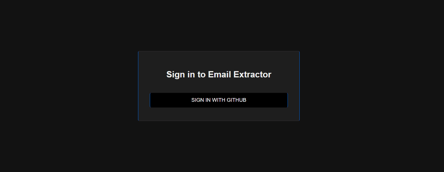 GitHub authentication login screen for Email Extractor